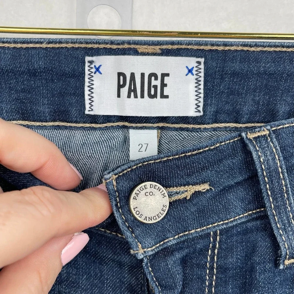 PAIGE Jeans Women's Size 27 (4) Kylie Crop Cuffed Distressed Stretch Denim - Picture 2 of 10